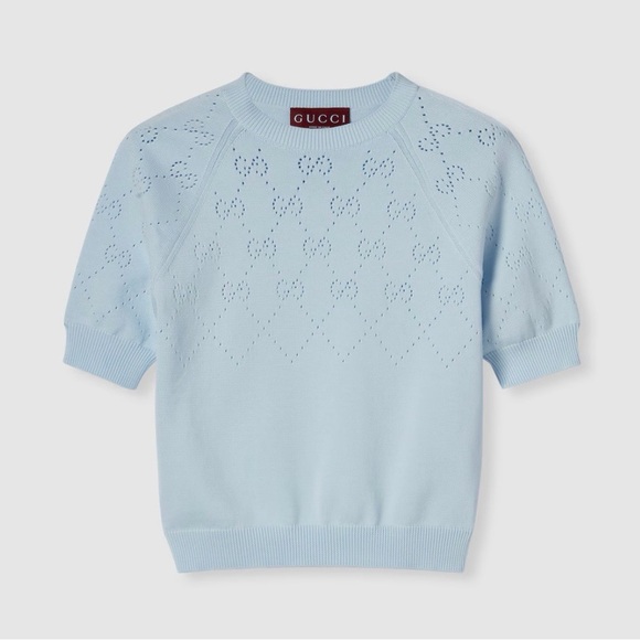 Gucci Tops - GUCCI | ✨NEW✨ GG Cotton Crewneck Top in Pale Blue